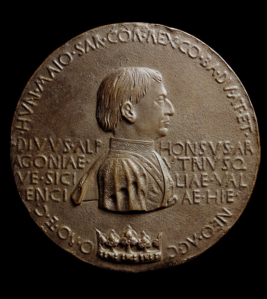 Medalje af Alfonso V af Aragon (Alfonso Magnanimus eller den Store). På italiensk Alfonso den storslåede eller Alfonso V af Aragon af Antonio Pisanello