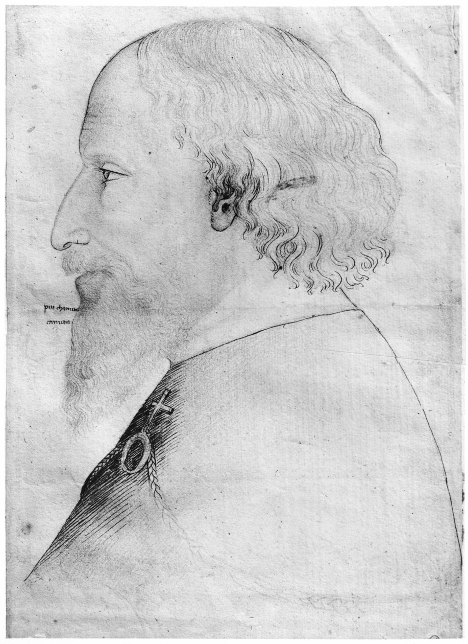 Sigismund, Holy Roman Emperor, fra The Vallardi Album (pen, blæk, blyant og rødt kridt på papir) af Antonio Pisanello