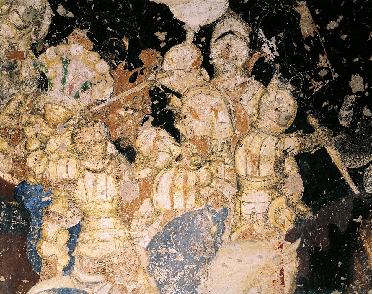 Tournament-Battle of Louvezerp, af Antonio Pisano kendt som Pisanello (før 1395-ca 1455), fresco. Detalje. Palazzo Ducale, Mantua. af Antonio Pisanello