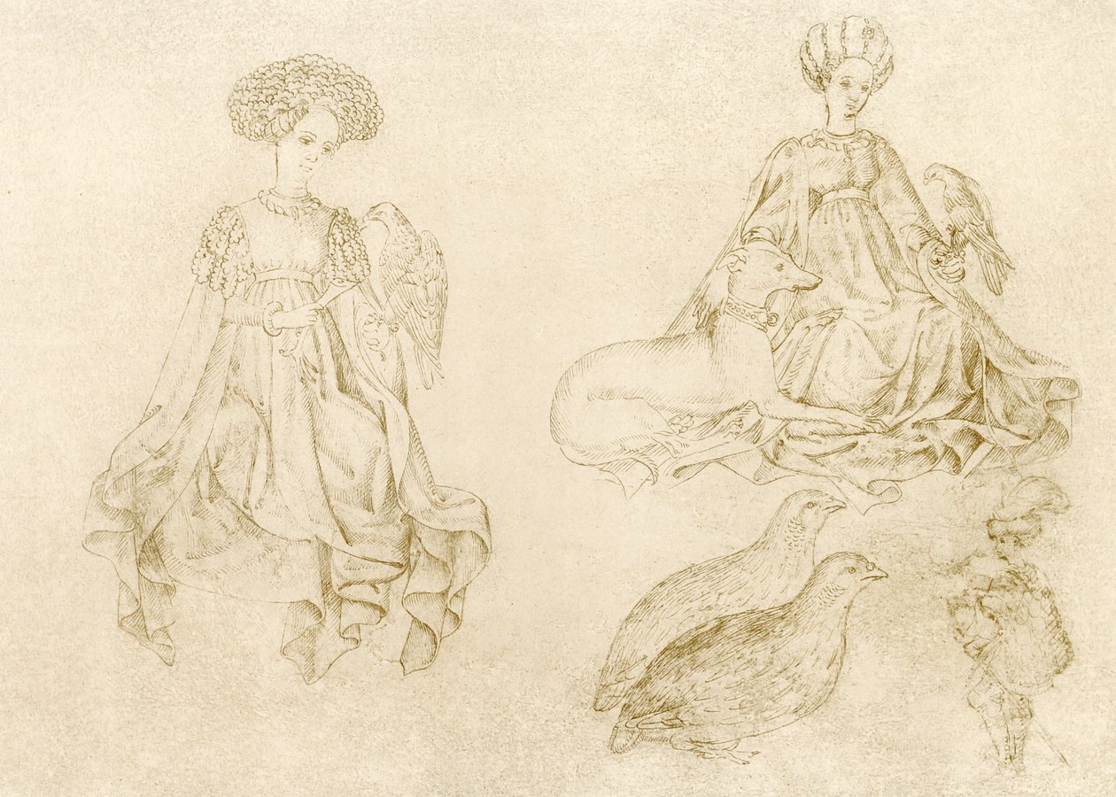 Kvinder med falk og mynde af Antonio Pisanello