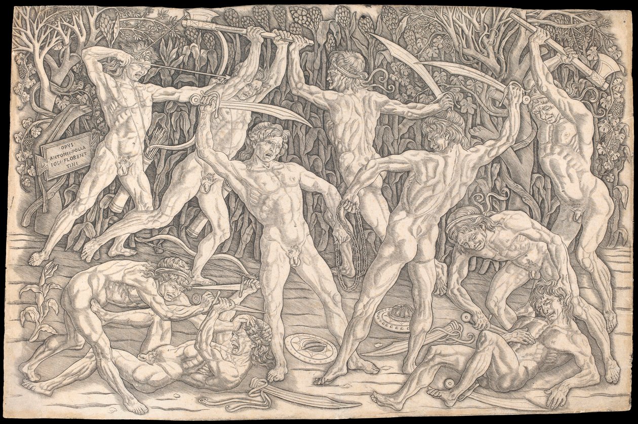 Battle of the Nudes af Antonio del Pollaiolo, ca. 1470-90 (s/h gravering) af Antonio Pollaiuolo