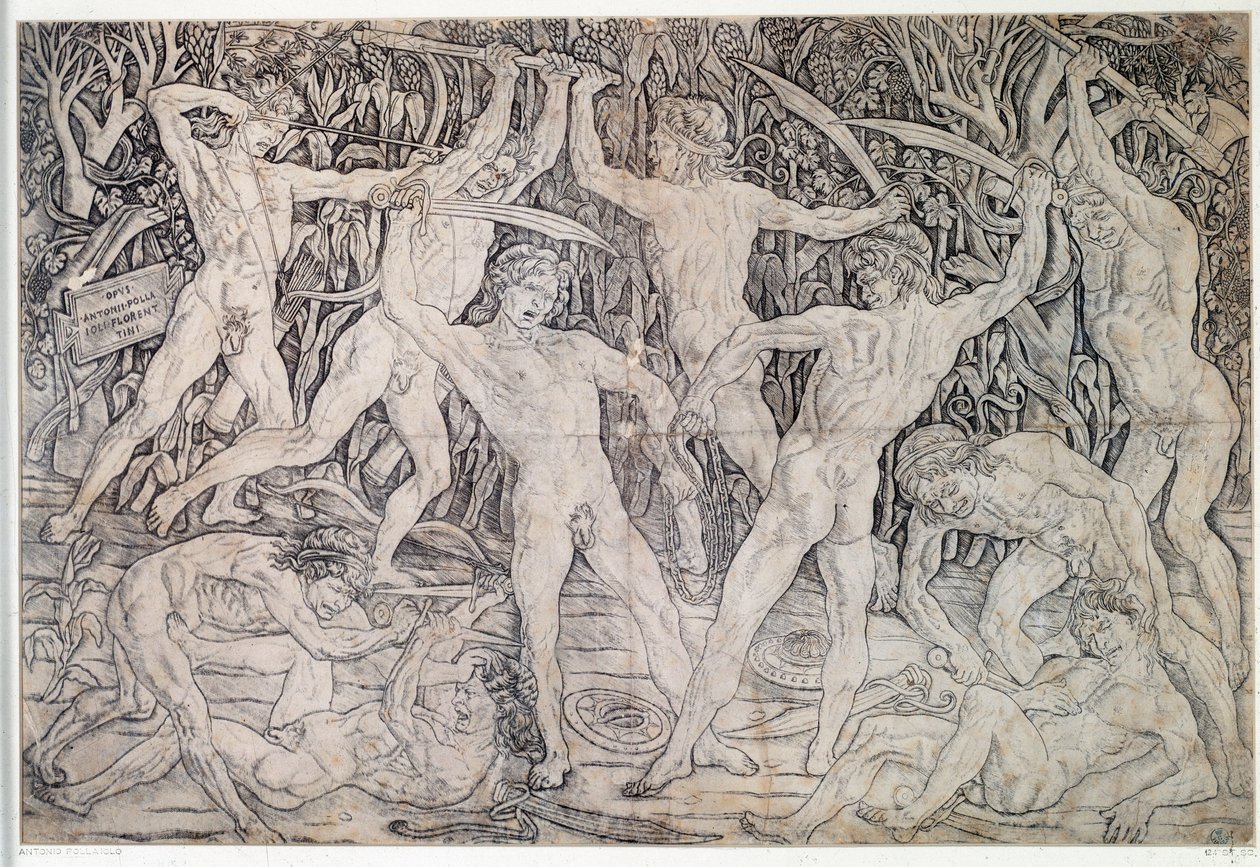 Kamp af nøgne krigere Tegning af Antonio Pollaiolo (Pollaiuolo eller Benci) (ca. 1431-1498) 1470 Department of Prints and Drawings, Uffizi Florence af Antonio Pollaiuolo