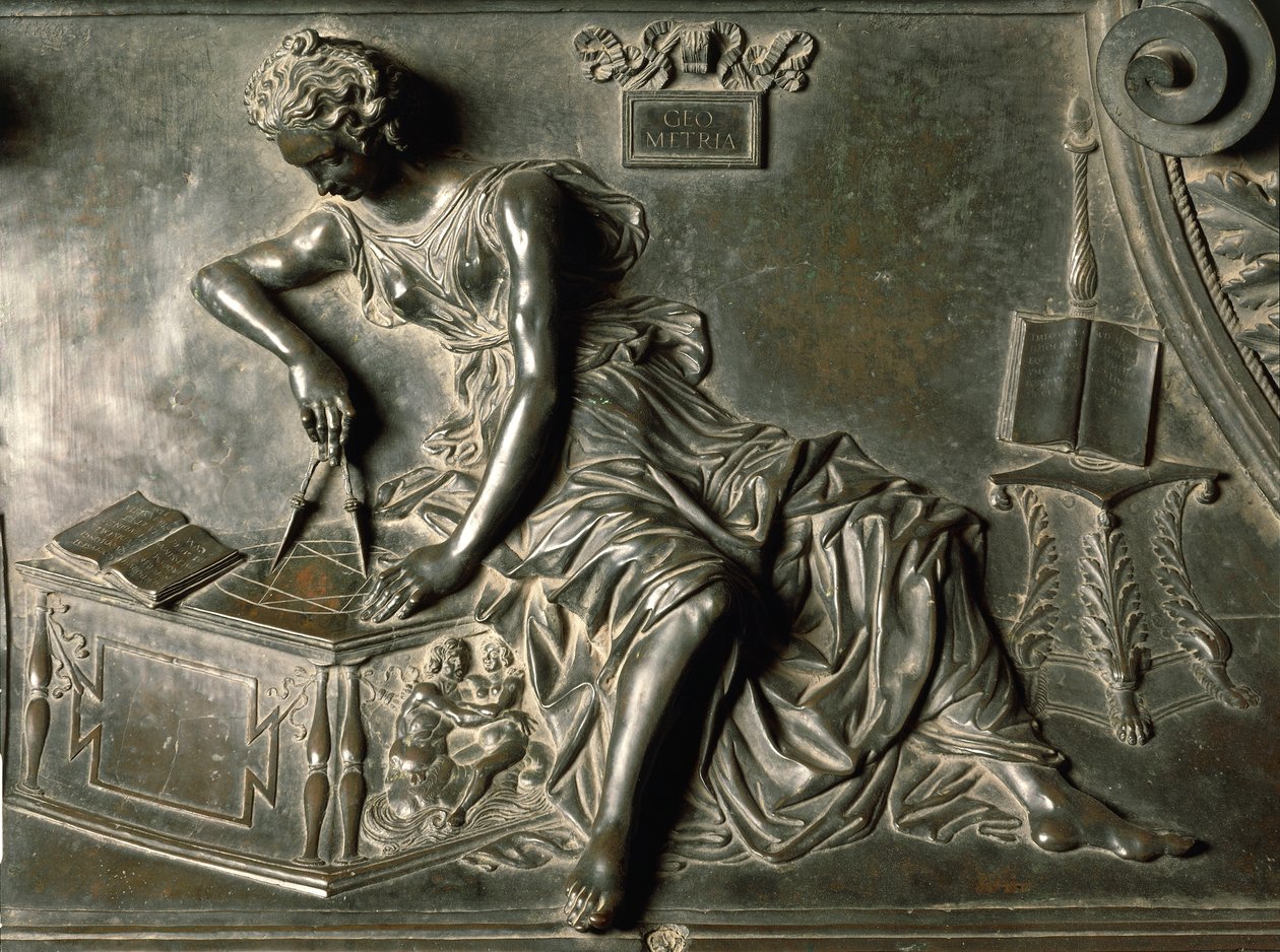 Geometri, detalje fra graven af Sixtus IV af Antonio Pollaiuolo (1432-1498), bronze, Peterskirken, Vatikanstaten af Antonio Pollaiuolo