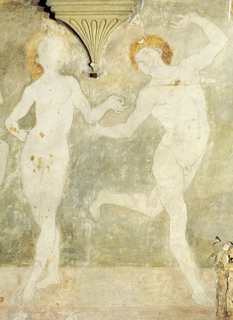 Nøgendans af Antonio del Pollaiuolo eller Antonio Benci (ca. 1431-1498), fresco, detaljer, Villa La Gallina, Arcetri, Firenze af Antonio Pollaiuolo