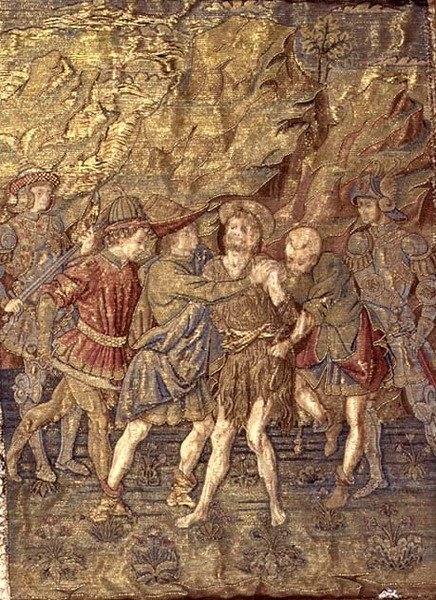 Arresten af Johannes Døberen, gobelin, der skildrer scener fra helgenens liv (tekstil) af Antonio Pollaiuolo
