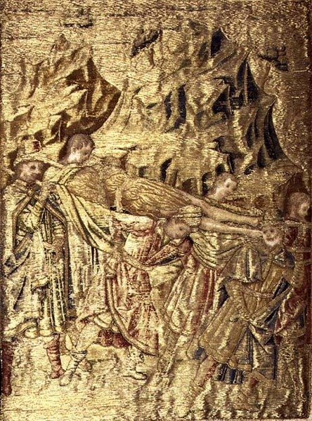 The Transportation of the Body of St. John the Baptist, gobelin, der skildrer scener fra helgenens liv (tekstil) af Antonio Pollaiuolo