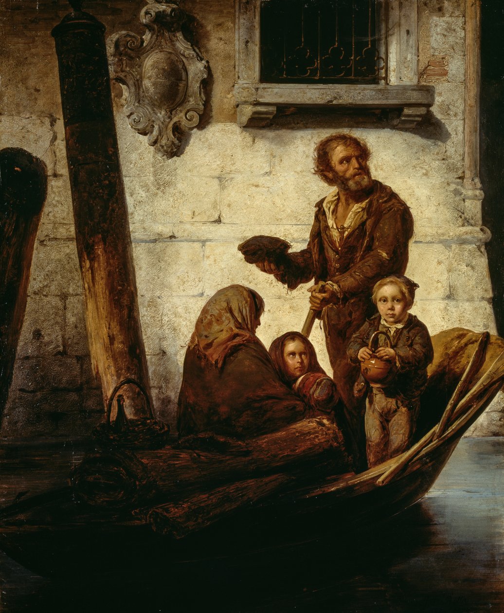 En familie af almue i en båd af Antonio Rotta