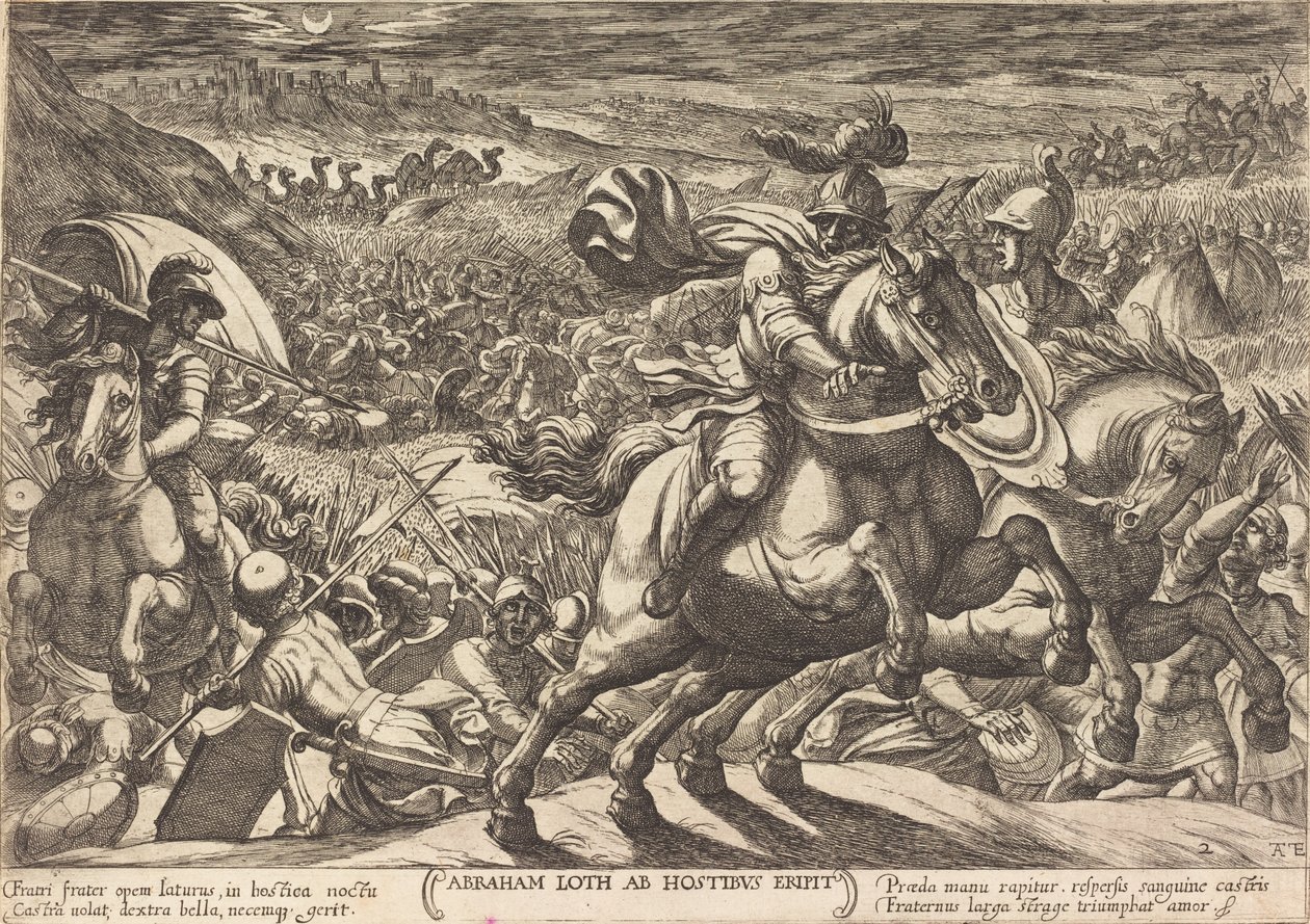 Abraham får fjenderne til at flygte, som holder hans nevø af Antonio Tempesta