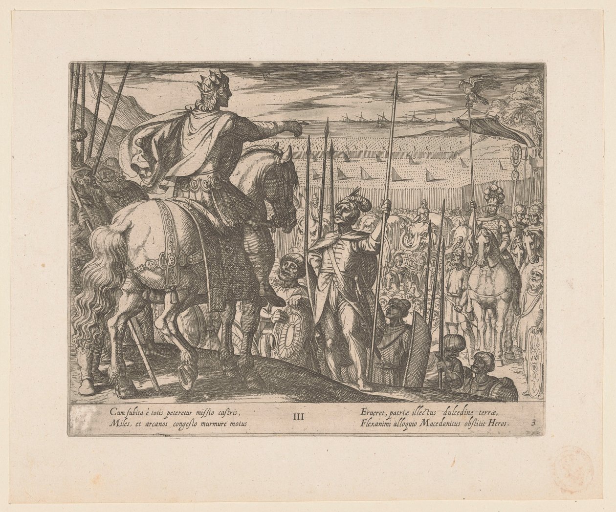 Alexander den Store instruerer de makedonske soldater Alexander den Stores gerninger (serietitel) Alexandri magni praecipvae res gestae (serietitel) af Antonio Tempesta