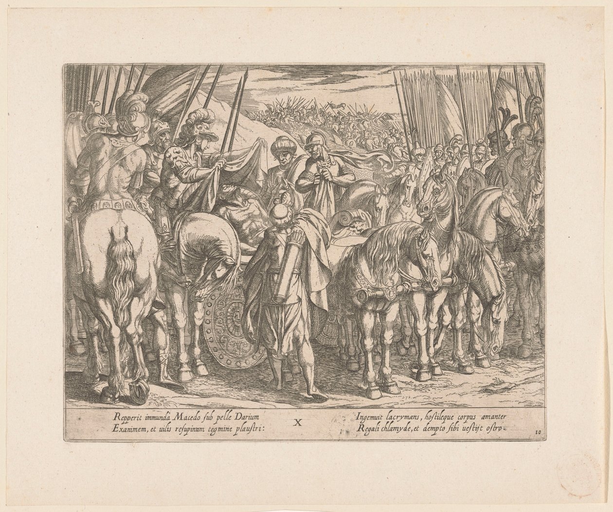 Alexander den Store finder liget af Darius Alexander den Stores gerninger (serietitel) Alexandri magni praecipvae res gestae (serietitel) af Antonio Tempesta