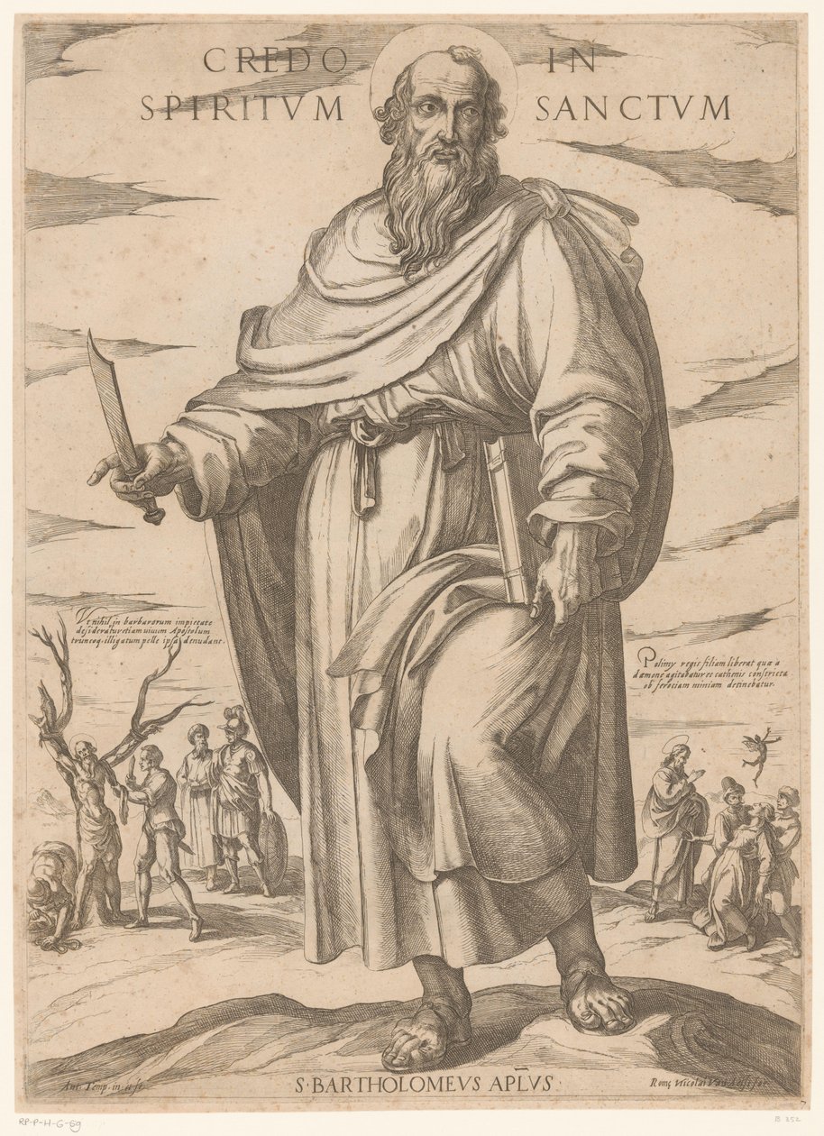 Af Saint Bartholomew Jeg tror på Helligånden (titel på objekt) Kristus, Maria og apostlen (serietitel) af Antonio Tempesta