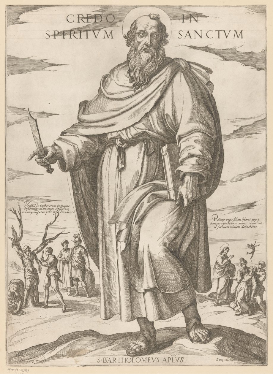 Af Saint Bartholomew Jeg tror på Helligånden (titel på objekt) Kristus, Maria og apostlen (serietitel) af Antonio Tempesta