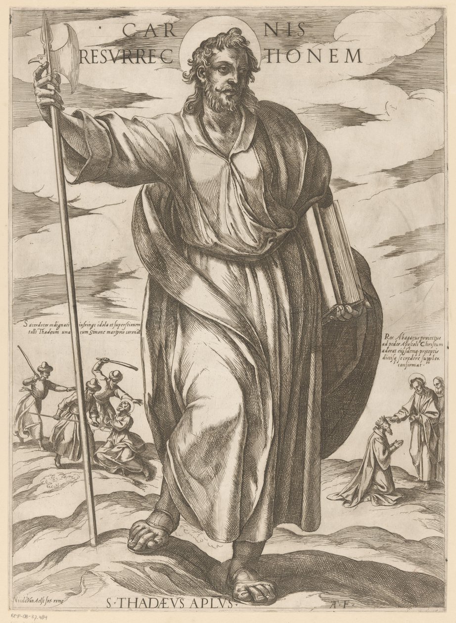 Den hellige Judas Taddeus Kødets opstandelse (titel på objekt) Kristus, Maria og apostlen (serietitel) af Antonio Tempesta