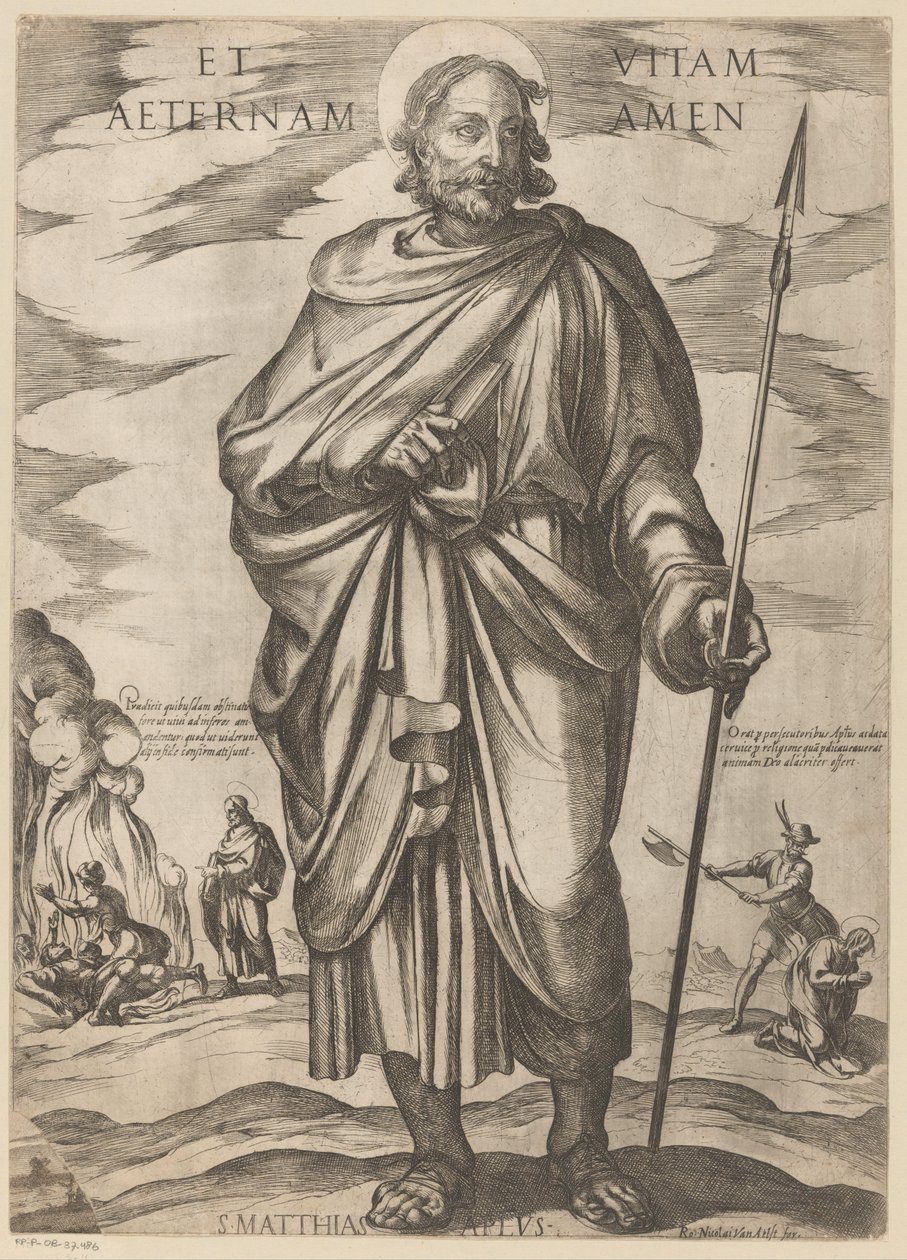 Af den hellige Matthias Og evigt liv amen (titel på objekt) Kristus, Maria og apostlen (serietitel) af Antonio Tempesta