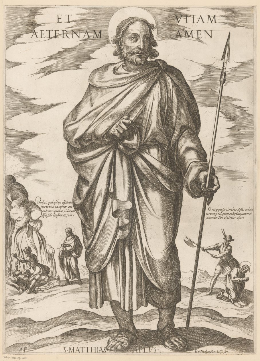 Af den hellige Matthias Og evigt liv amen (titel på objekt) Kristus, Maria og apostlen (serietitel) af Antonio Tempesta