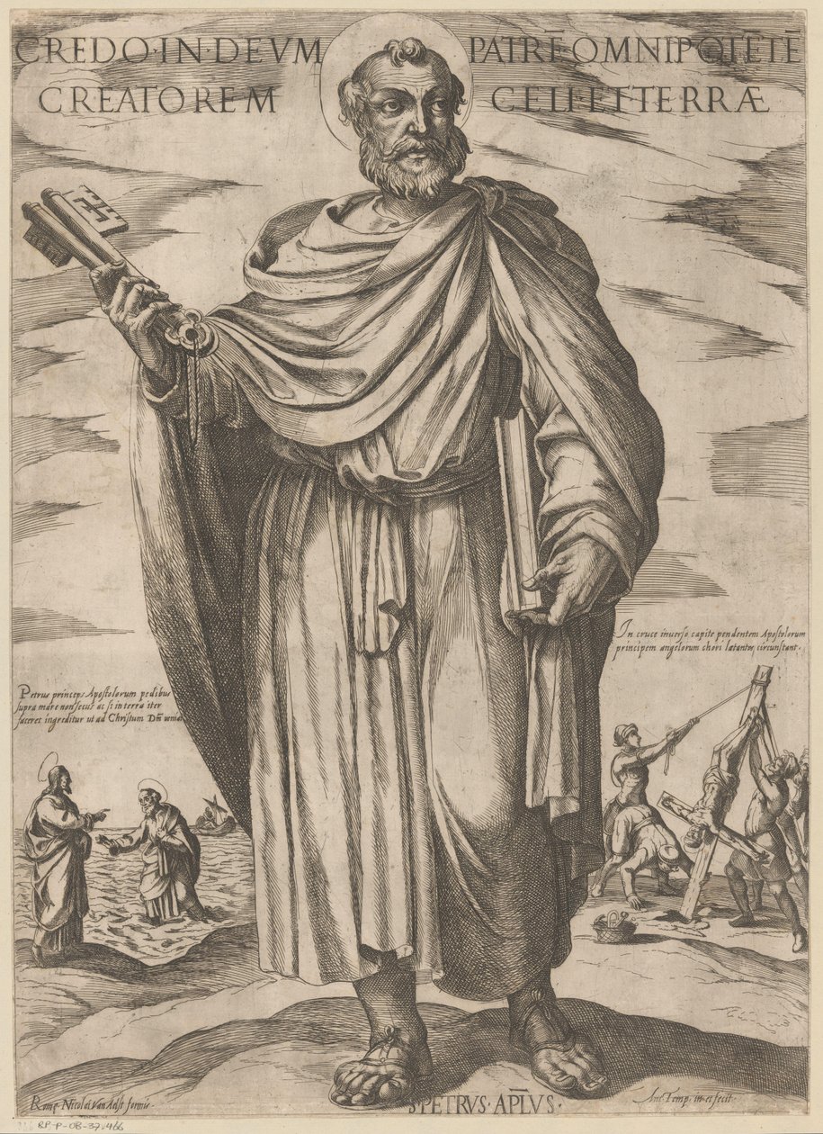 Af Sankt Peter Jeg tror på gud, den almægtige fader af himmel og jord (titel på objekt) Kristus, Maria og apostlen (serietitel) af Antonio Tempesta
