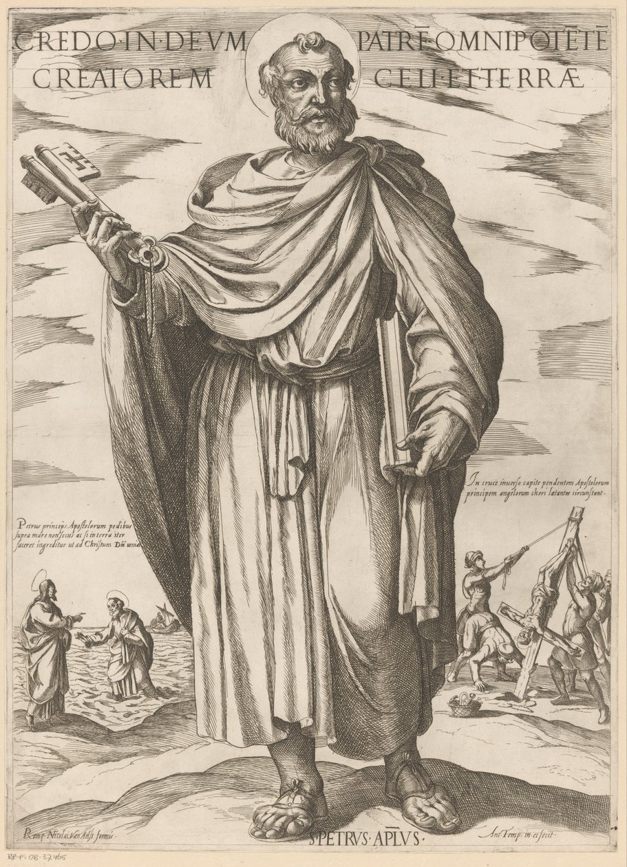 Af Sankt Peter Jeg tror på gud, den almægtige fader af himmel og jord (titel på objekt) Kristus, Maria og apostlen (serietitel) af Antonio Tempesta
