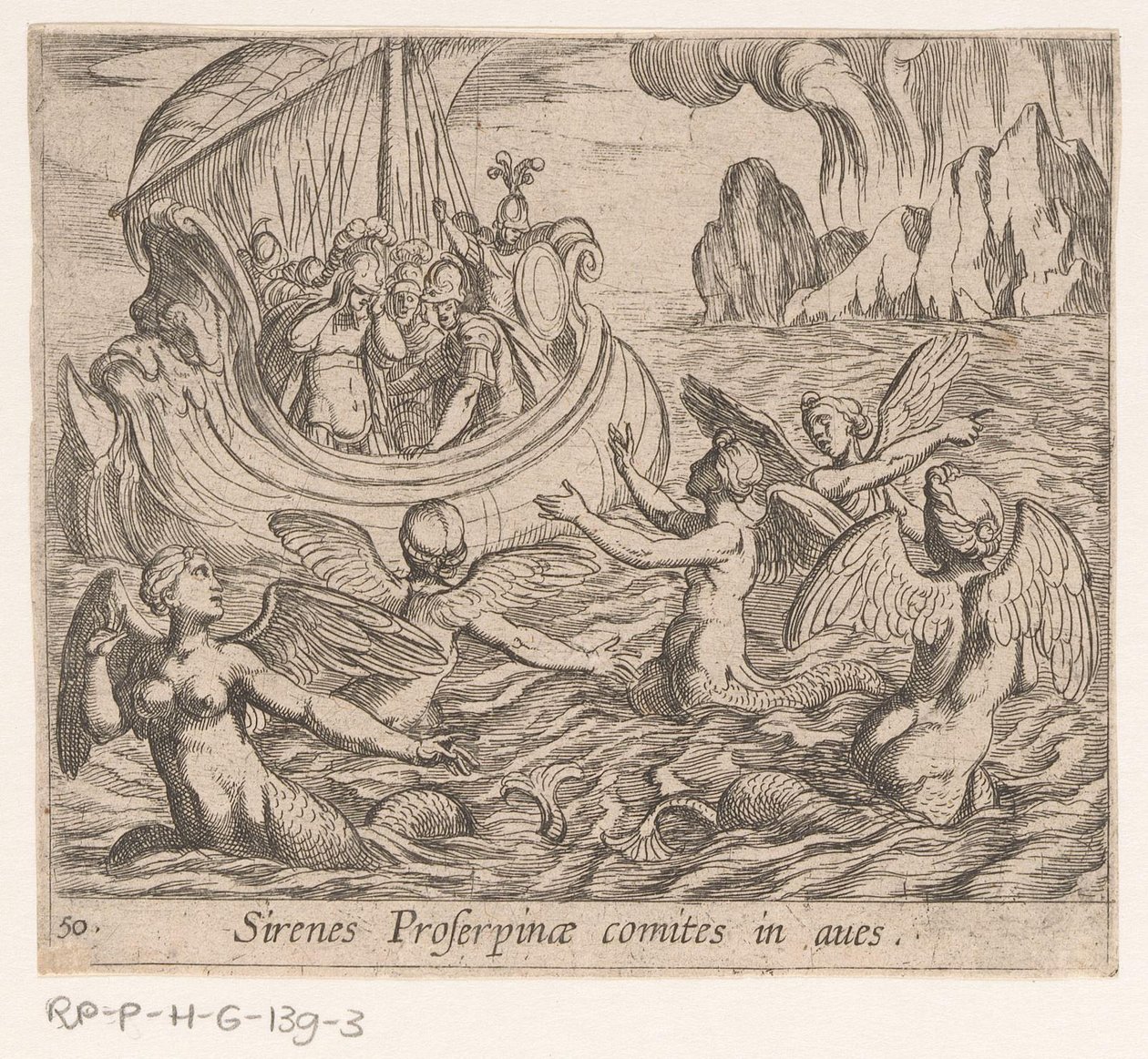 Af sirenen Proserpinas sirener Tæl fuglene (titel på objekt) Metamorfoseon eller transformationer (serietitel) Metamorfosen van Ovidius (serietitel) af Antonio Tempesta