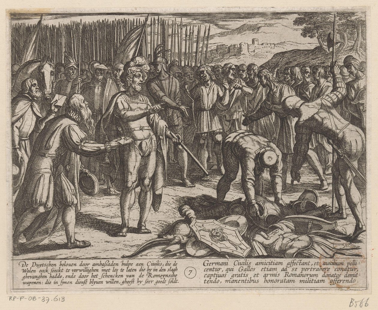 Tyske udsendinge besøger Julius Civilis De bataviske krige mod romerne (serietitel) Batavorum cum Romanis Bellum (serietitel) af Antonio Tempesta