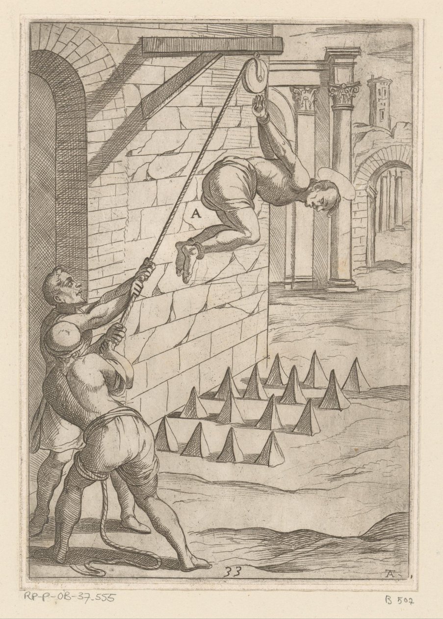 Tortur: tab på skarpe spidser Tortur udsat af kristne martyrer (serietitel) Varia tormentorum et supplicioru crudelium (...) (serietitel) af Antonio Tempesta