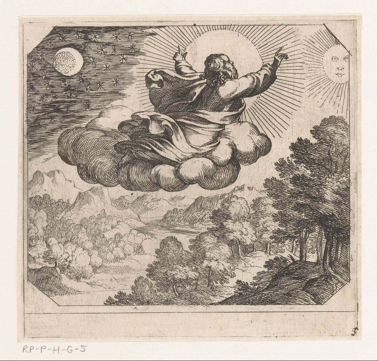 Gud skaber solen, månen og stjernerne Oprettelse (serietitel) af Antonio Tempesta
