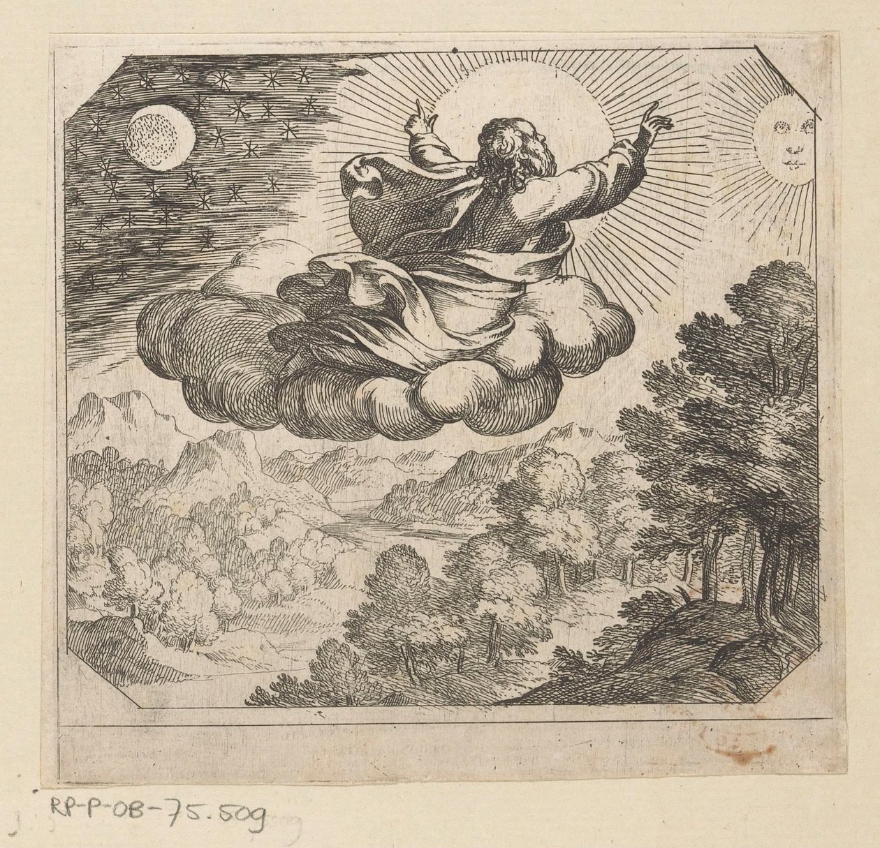 Gud skaber solen, månen og stjernerne Væsenet af Antonio Tempesta