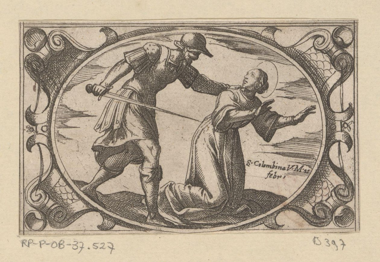 H. Columbina, fra datter af H. Austerius Romeinse martelaressen (serietitel) Imagini di moltes vergini Rom i martyrium (serietitel) af Antonio Tempesta