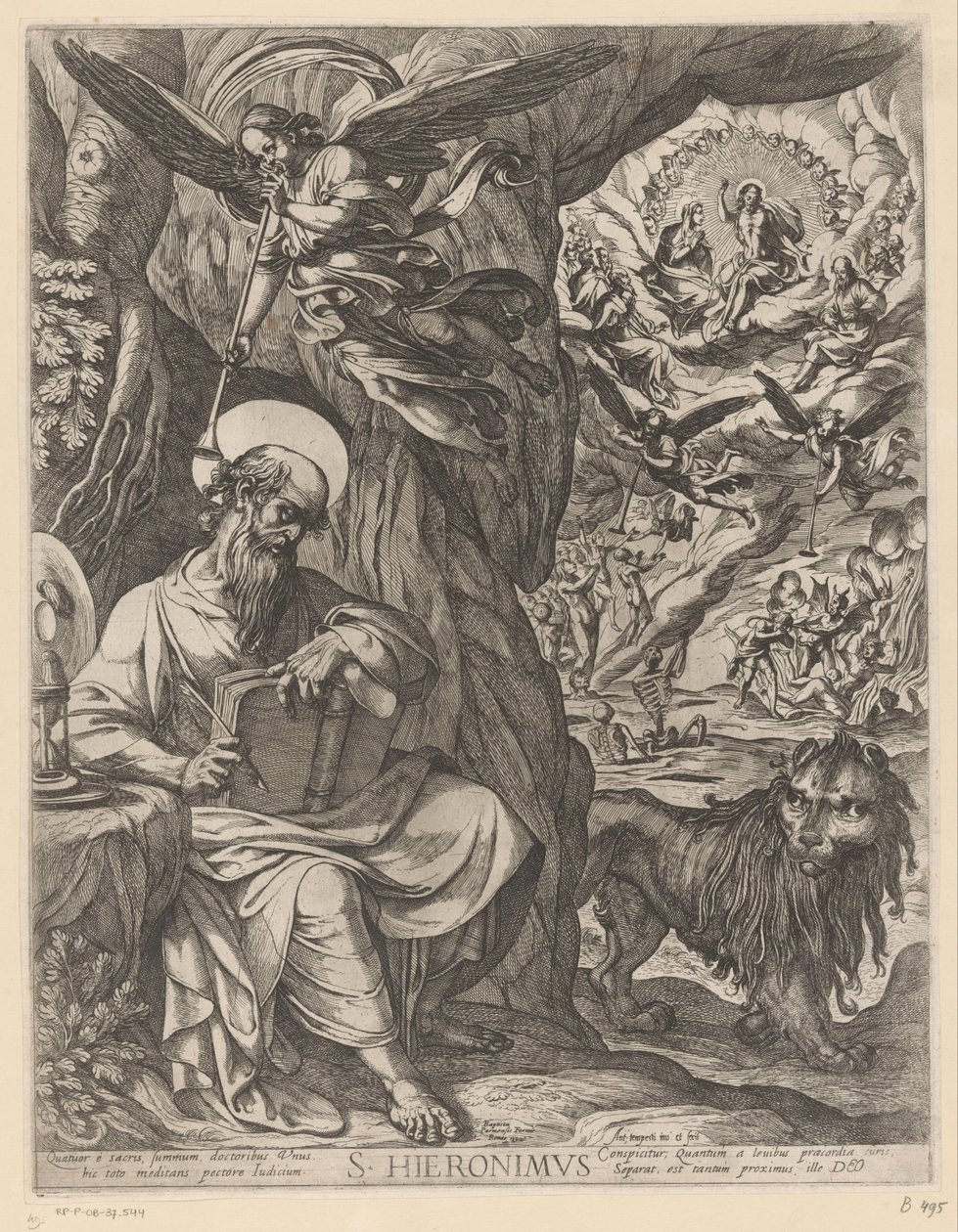 Sankt Hieronymus i ørkenen overvejer den sidste dom S. Hieronimus (titel på objekt) af Antonio Tempesta