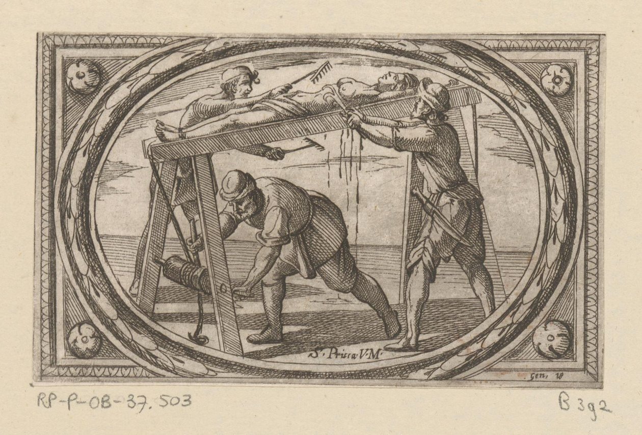 H. Prisca Romeinse martelaressen (serietitel) Imagini di moltes vergini Rom i martyrium (serietitel) af Antonio Tempesta