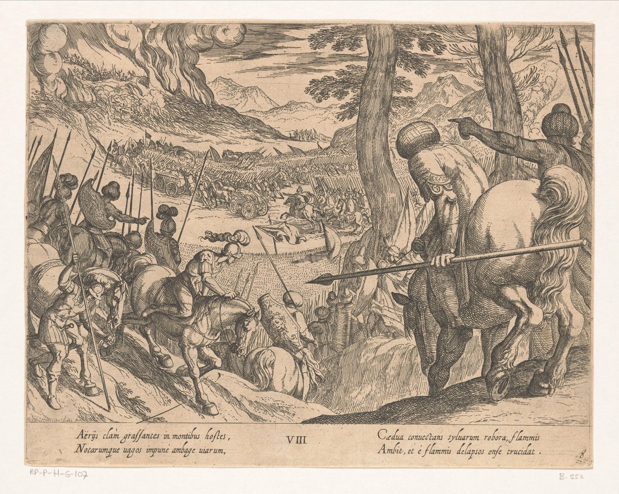 Alexander den Stores hær omringer fjendens styrker med ild Alexander den Stores gerninger (serietitel) Alexandri magni praecipvae res gestae (serietitel) af Antonio Tempesta