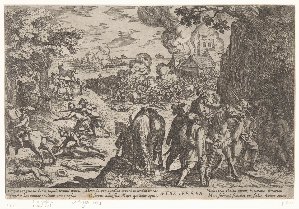 Jernalderen Aetas ferrea (titel på objekt) Four Ages of the World (serietitel) af Antonio Tempesta