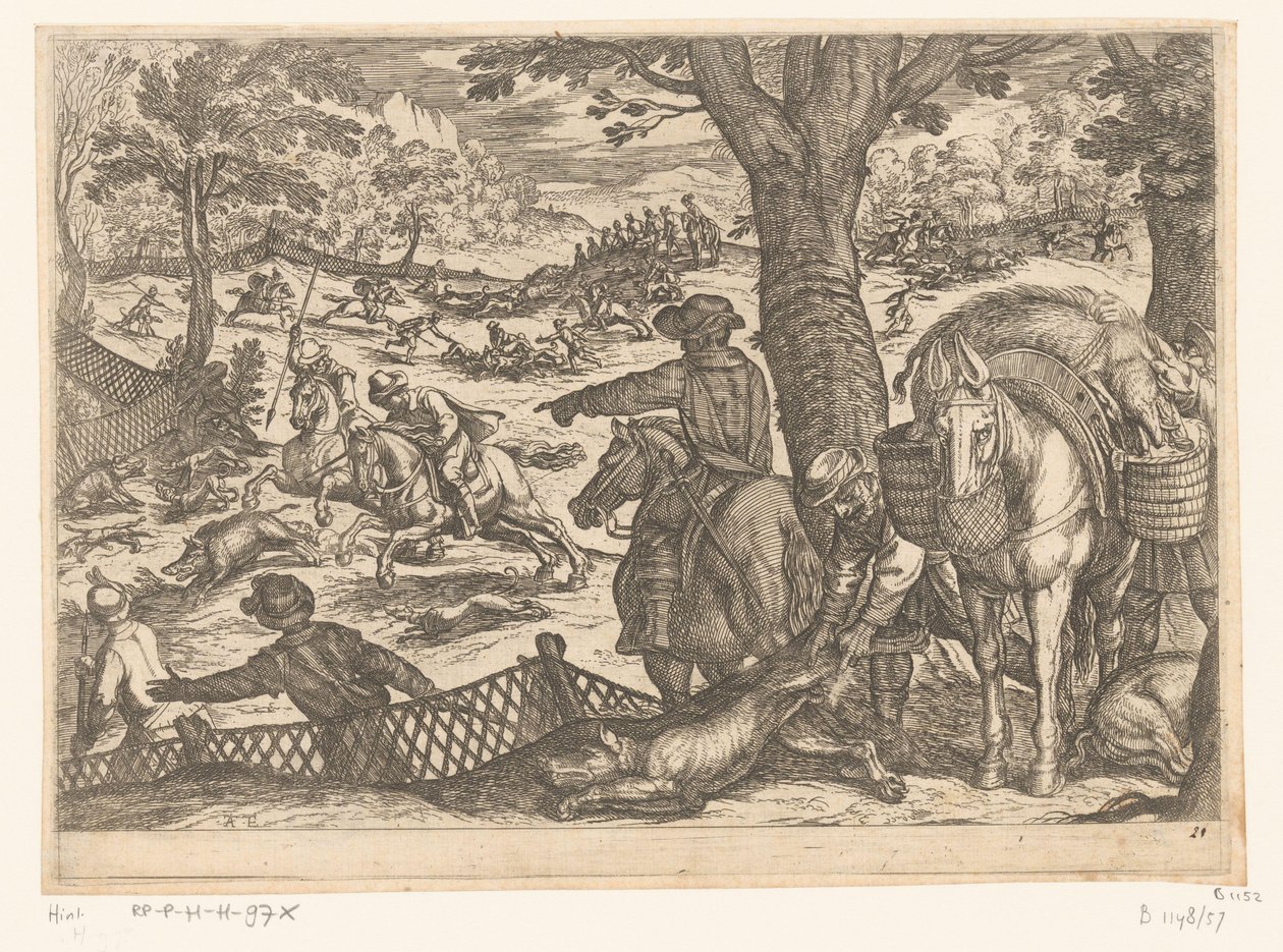 Vildsvinejagt Jagtscener (del 7) (serietitel) af Antonio Tempesta
