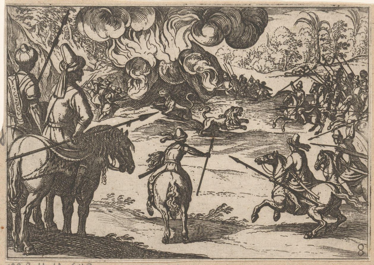 Løvejagt Jagtscener (del 3) (serietitel) af Antonio Tempesta