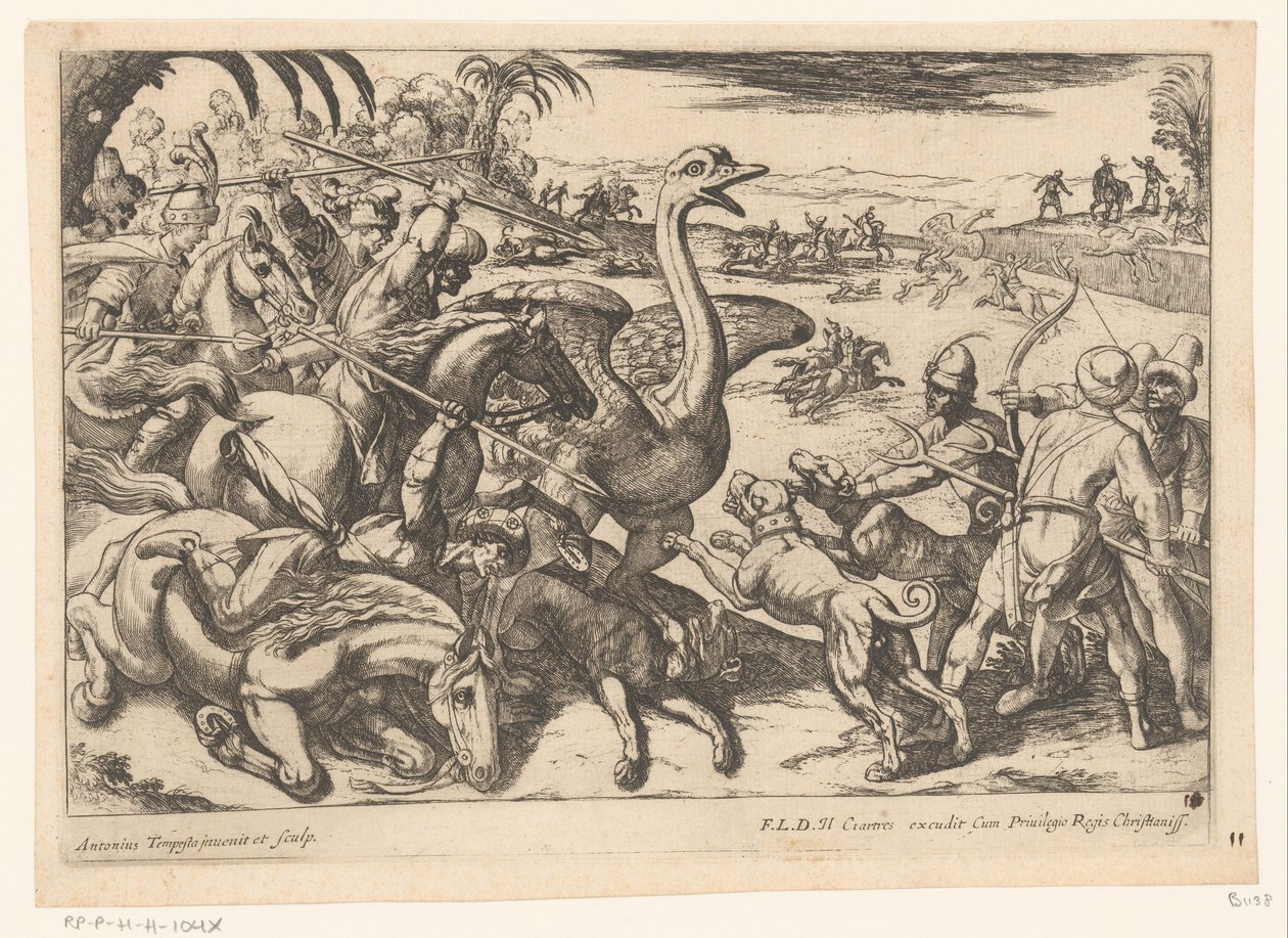 Strudsejagt Jagtscener (del 5) (serietitel) af Antonio Tempesta