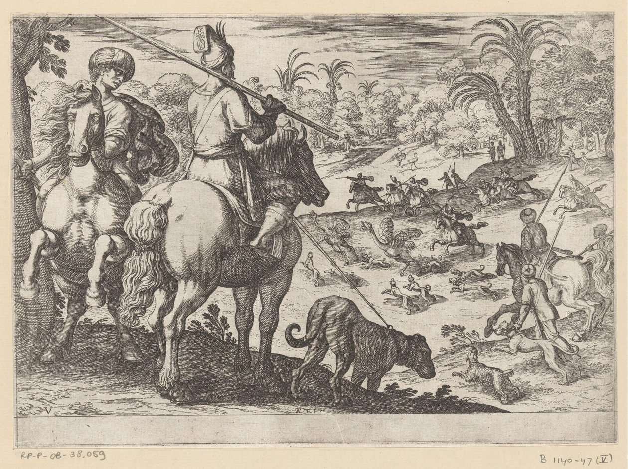 Strudsejagt Jagtscener (del 6) (serietitel) af Antonio Tempesta