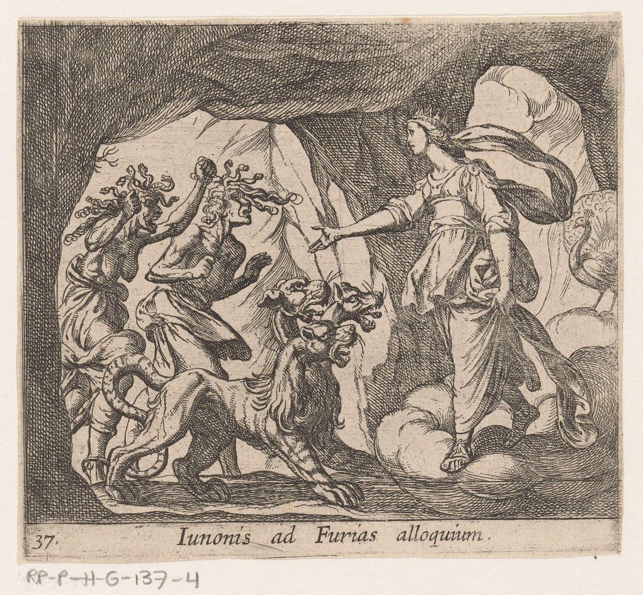 Juno en de Furien ved de port van de Hades Junos adresse til furierne (titel på objekt) Metamorfoseon eller transformationer (serietitel) Metamorfosen van Ovidius (serietitel) af Antonio Tempesta