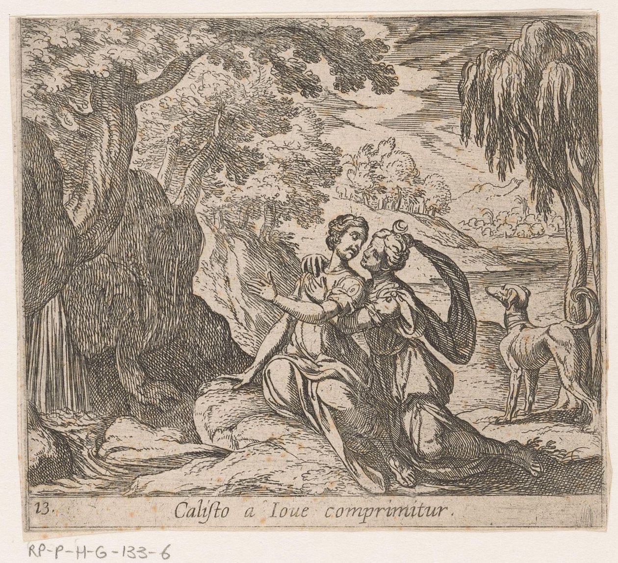 Jupiter og Callisto Callisto Crushed by Jupiter (titel på objekt) Metamorfoseon eller transformationer (serietitel) Metamorfosen van Ovidius (serietitel) af Antonio Tempesta