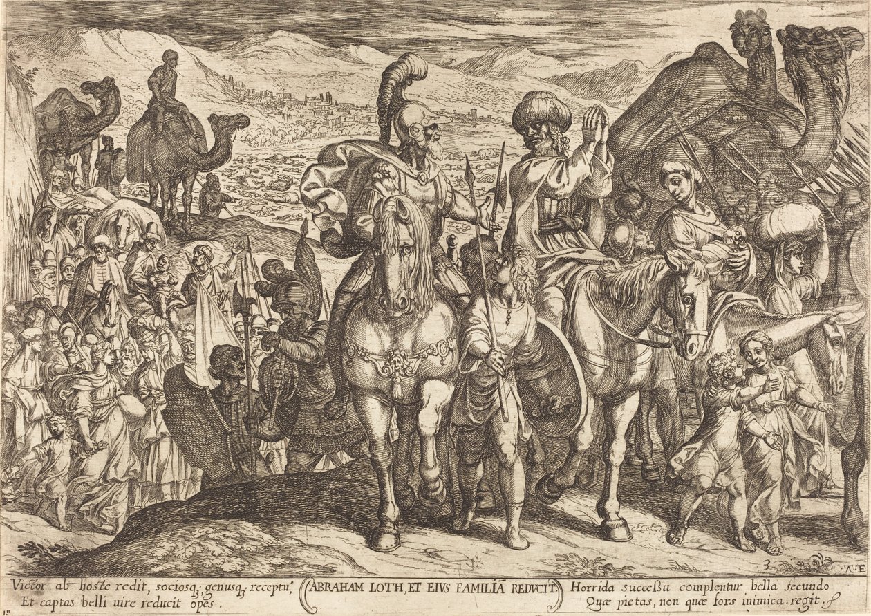 Lot og hans familie blev hjemkaldt af Abraham af Antonio Tempesta