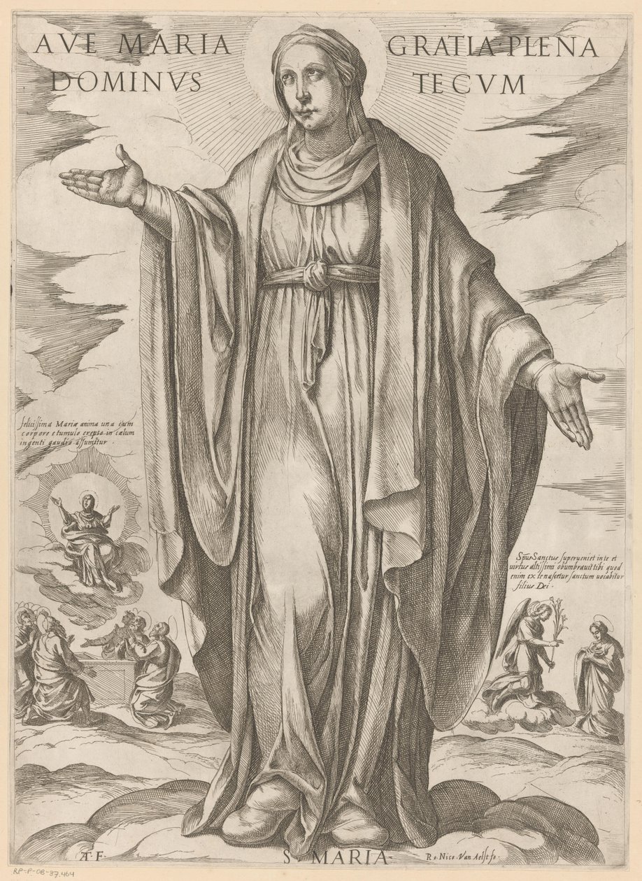 Maria Hil dig Maria, fuld af nåde, Herre med dig (titel på objektet) Kristus, Maria og apostlen (serietitel) af Antonio Tempesta