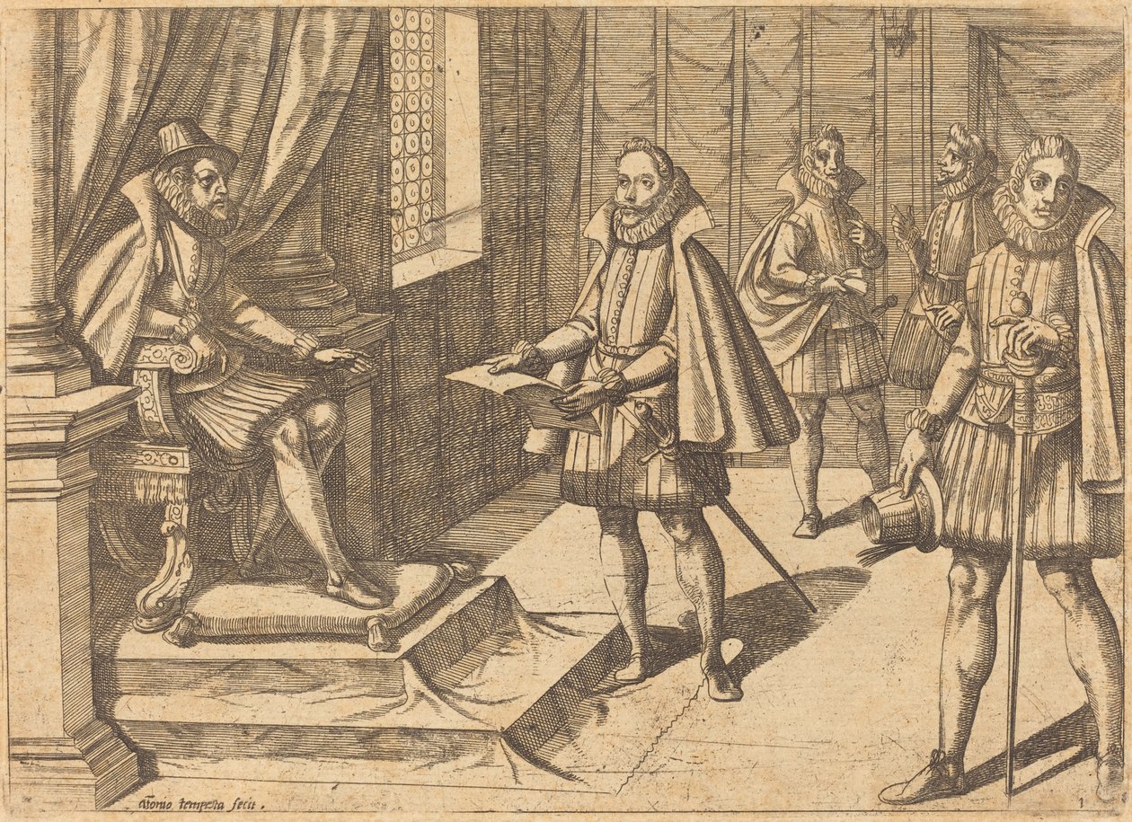 Filip II af Spanien på sin trone af Antonio Tempesta