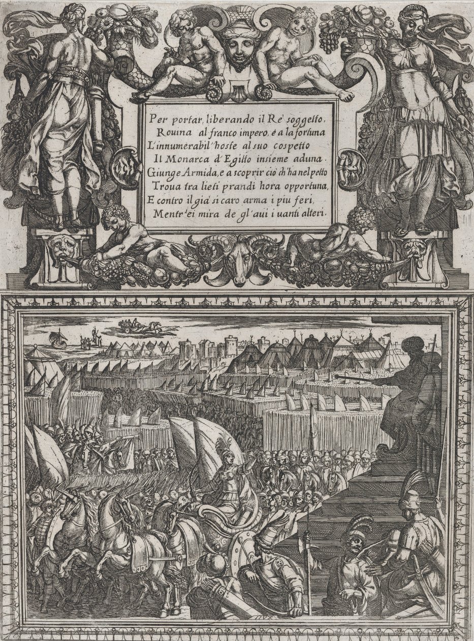 Tavle 17: Illustration til Canto XVII, fra Torquato Tassos Gerusalemme liberata ..., ca. 1590-1630. af Antonio Tempesta