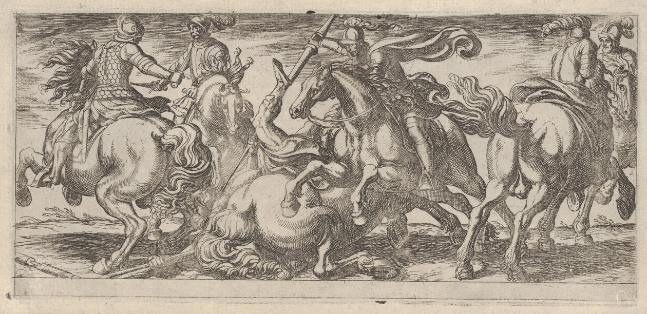Seks kavalerister i kamp, fra Battle Scenes I, ca. 1590-1630. af Antonio Tempesta
