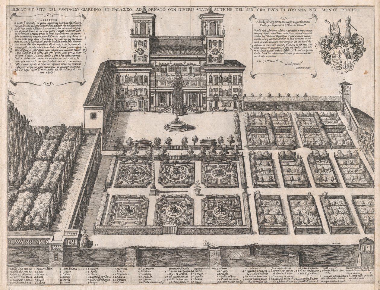 Mirror of Roman Magnificence: Monte Pincio Palace and Gardens, midten af ​​..., midten til slutningen af ​​det 16. århundrede. af Antonio Tempesta