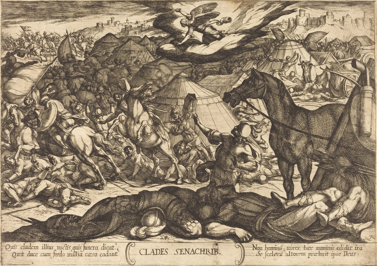 Den udryddende engel, der besejrer Sankeribs hær af Antonio Tempesta