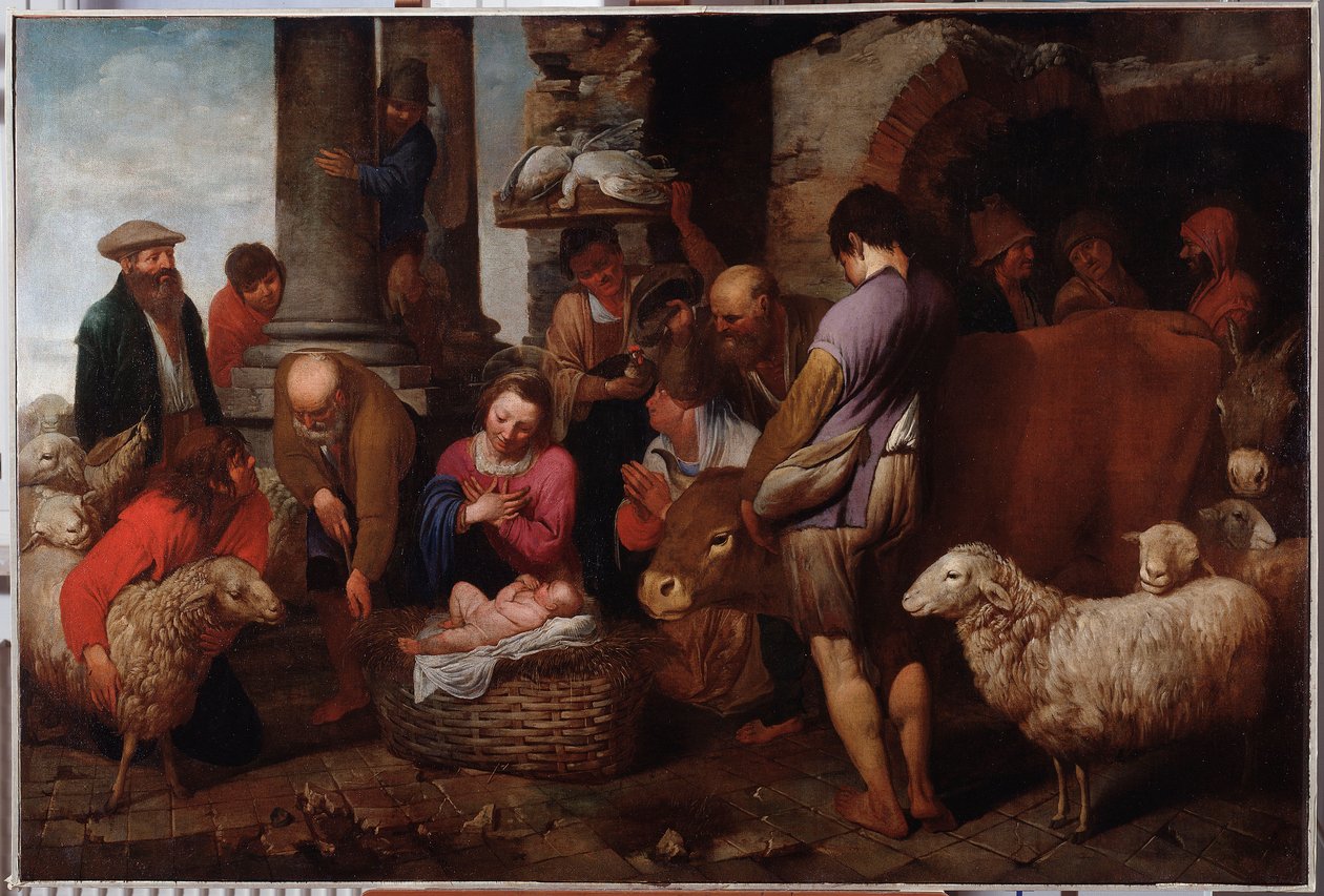 The Adoration of the Magi Maleri af Antonio Travi (1608-1665) Genes Musei di Strada Nuova fra det 17. århundrede (tidligere Palazzo Bianco) af Antonio Travi