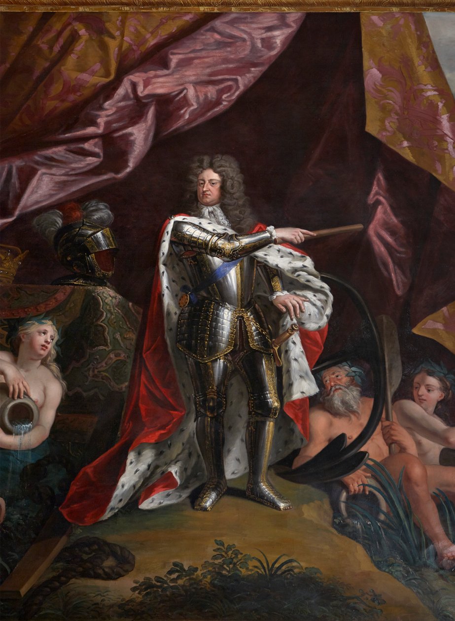 George, Prins af Danmark, som Lord High Admiral of England, detalje fra Dronningens Tegnestue af Antonio Verrio