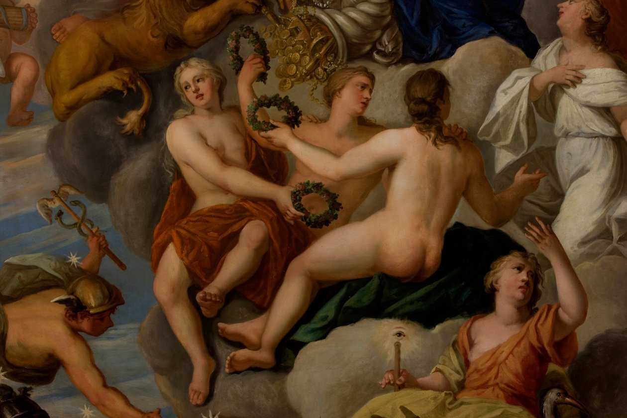 De tre nåder, detalje fra Dronningens tegnestue af Antonio Verrio