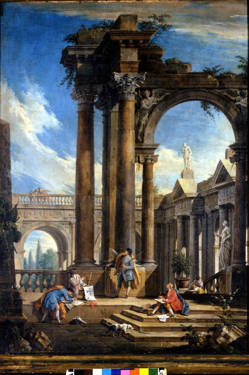 Arkæologer og arkitekter (der tegner og måler) af Antonio Visentini