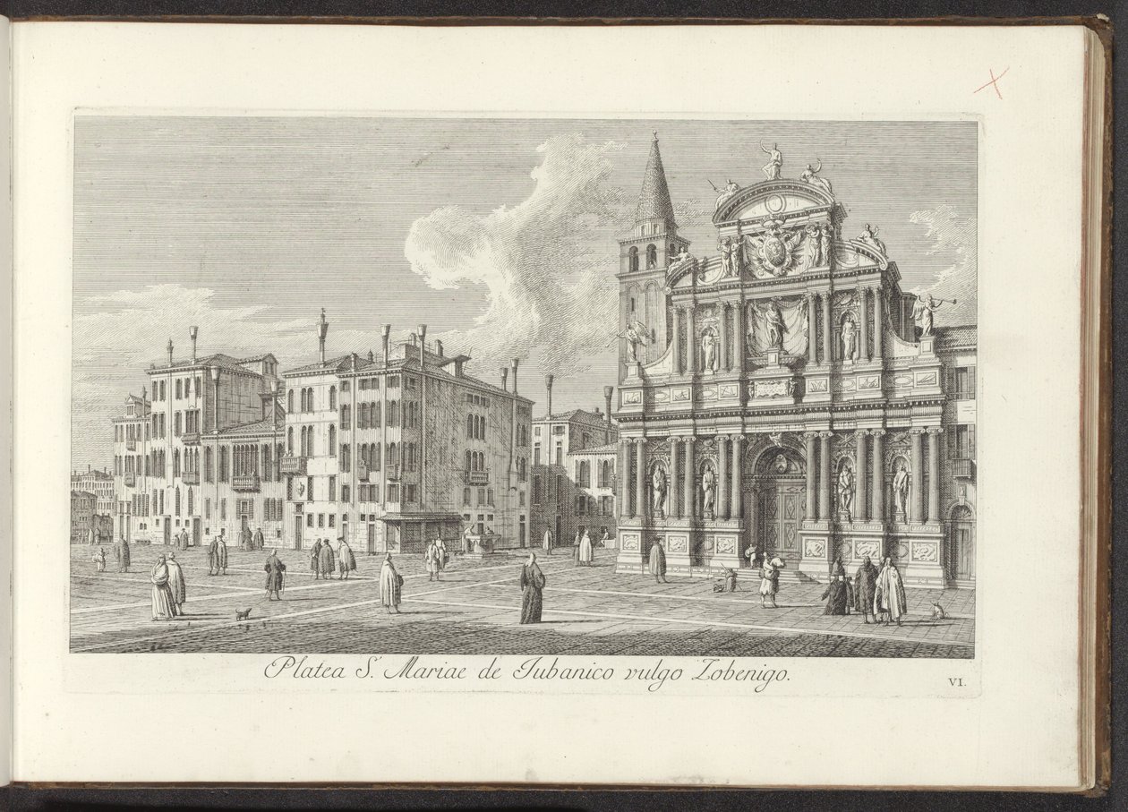 Udsigt på Campo Santa Maria Zobenigo te Venetië Område af S. Rocchi med samme tempel og skole (titel på objekt) Gezichten op bugemenen en pleinen in Venetië (serietitel) Den mest berømte udsigt over byen Venedig, fra det 38. panel af Antonius-kanalen, expr af Antonio Visentini