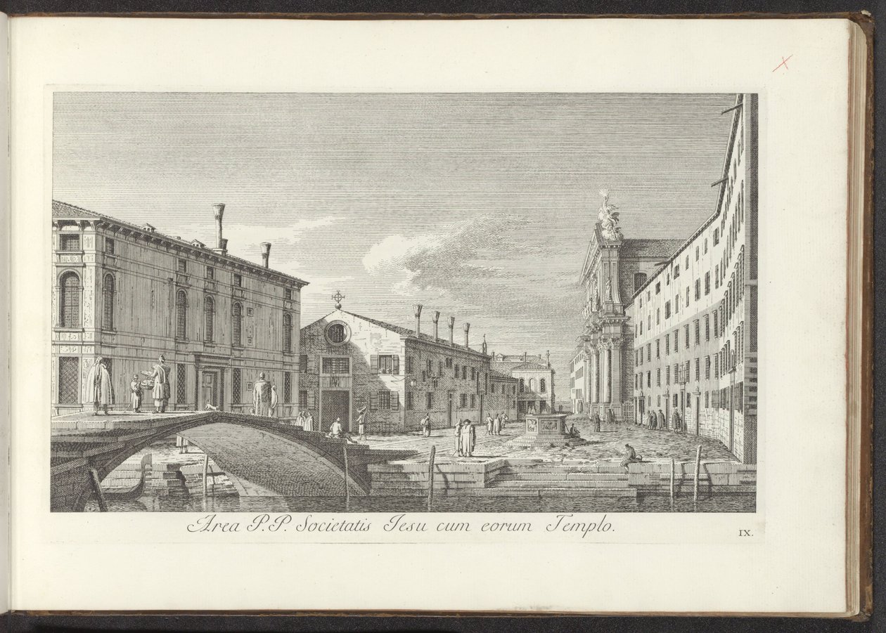 Udsigt over Campo dei Gesuiti te Venetië Område P.P. Jesu samfund med deres tempel (titel på objekt) Gezichten op bugemenen en pleinen in Venetië (serietitel) Den mest berømte udsigt over byen Venedig, fra Antonius-kanalens 38 paneler, trykt i messing af A af Antonio Visentini